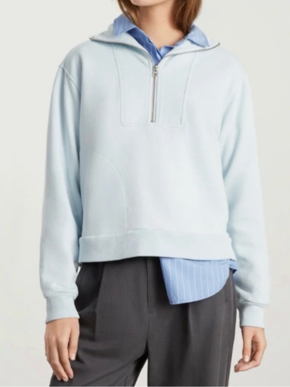 Everlane Light  Blue Half-Zip Women’s Sweatshirt